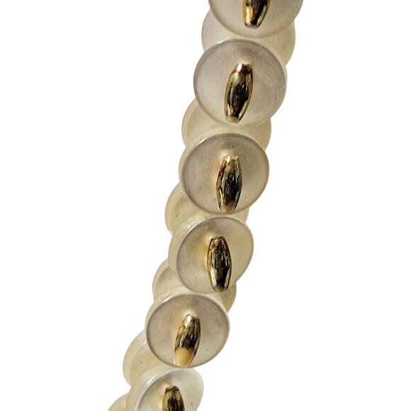 Vintage Handmade White Gold Button Bead Necklace Statement Fashion Jewelry Women - Picture 2 of 4